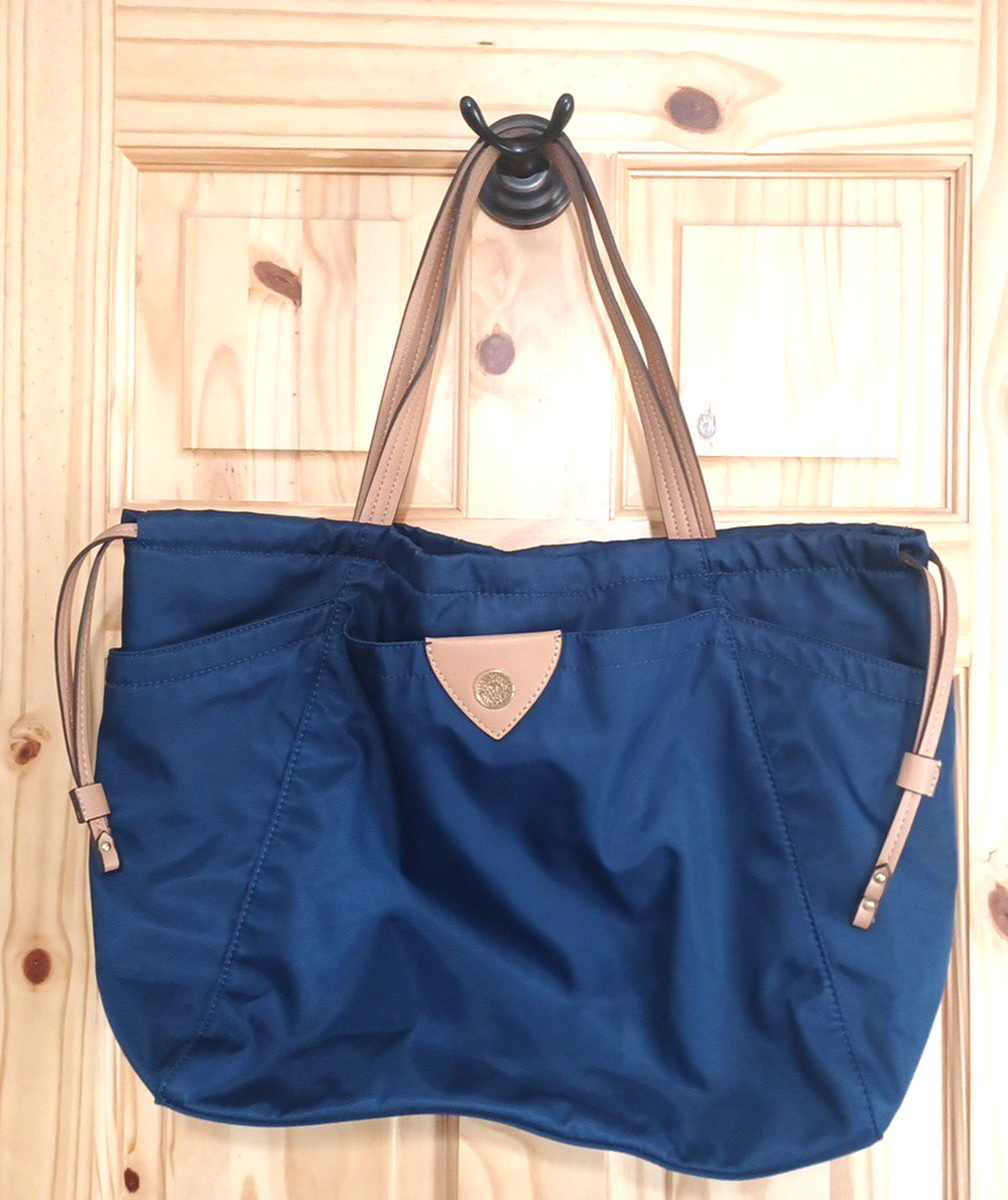 Anne Klein Blue Navy Nylon Large Shoulder Tote 21x13 Double Strap